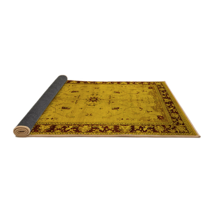 Sideview of Oriental Yellow Industrial Rug, urb2979yw