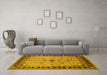 Machine Washable Oriental Yellow Industrial Rug in a Living Room, wshurb2979yw