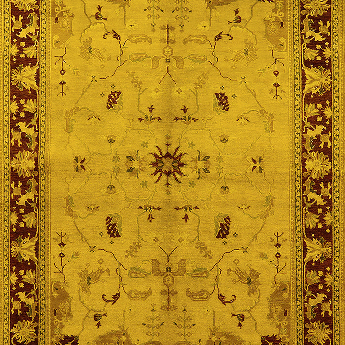 Machine Washable Oriental Yellow Industrial Rug, wshurb2979yw