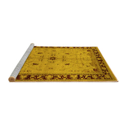 Sideview of Machine Washable Oriental Yellow Industrial Rug, wshurb2979yw