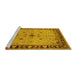 Sideview of Machine Washable Oriental Yellow Industrial Rug, wshurb2979yw