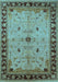 Machine Washable Oriental Light Blue Industrial Rug, wshurb2979lblu