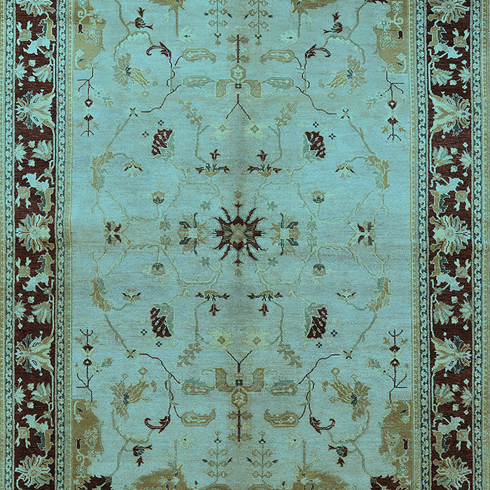 Machine Washable Oriental Light Blue Industrial Rug, wshurb2979lblu