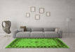 Machine Washable Oriental Green Industrial Area Rugs in a Living Room,, wshurb2979grn