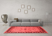 Machine Washable Oriental Red Industrial Rug, wshurb2979red