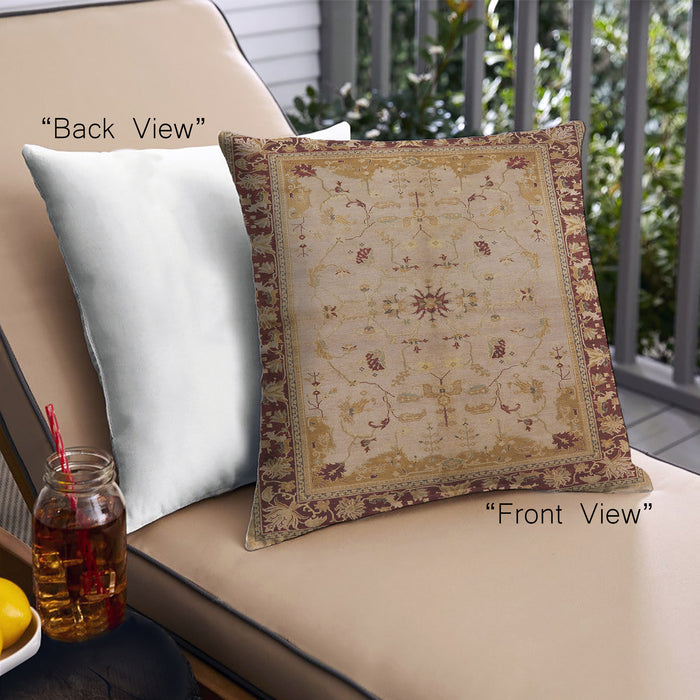 Front View of Mid-Century Modern Urban Square Mahogany Brown Throw Pillow, 18 inch by 18 inch, pwurb2979