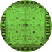 Round Oriental Green Industrial Rug, urb2979grn