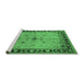 Sideview of Machine Washable Oriental Emerald Green Industrial Area Rugs, wshurb2979emgrn