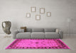 Machine Washable Oriental Pink Industrial Rug in a Living Room, wshurb2979pnk