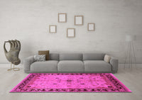 Machine Washable Oriental Pink Industrial Rug, wshurb2979pnk