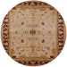 Round Mid-Century Modern Mahogany Brown Oriental Rug, urb2979