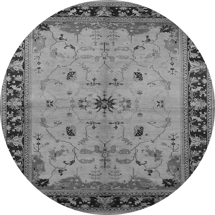 Round Machine Washable Oriental Gray Industrial Rug, wshurb2979gry