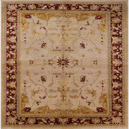 Square Mid-Century Modern Mahogany Brown Oriental Rug, urb2979