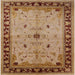 Square Mid-Century Modern Mahogany Brown Oriental Rug, urb2979