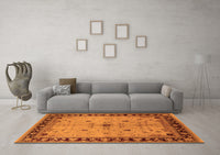 Machine Washable Oriental Orange Industrial Rug, wshurb2979org