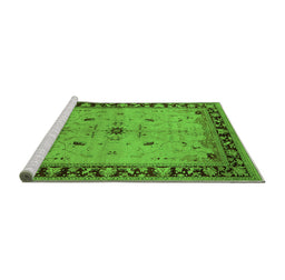Sideview of Machine Washable Oriental Green Industrial Area Rugs, wshurb2979grn