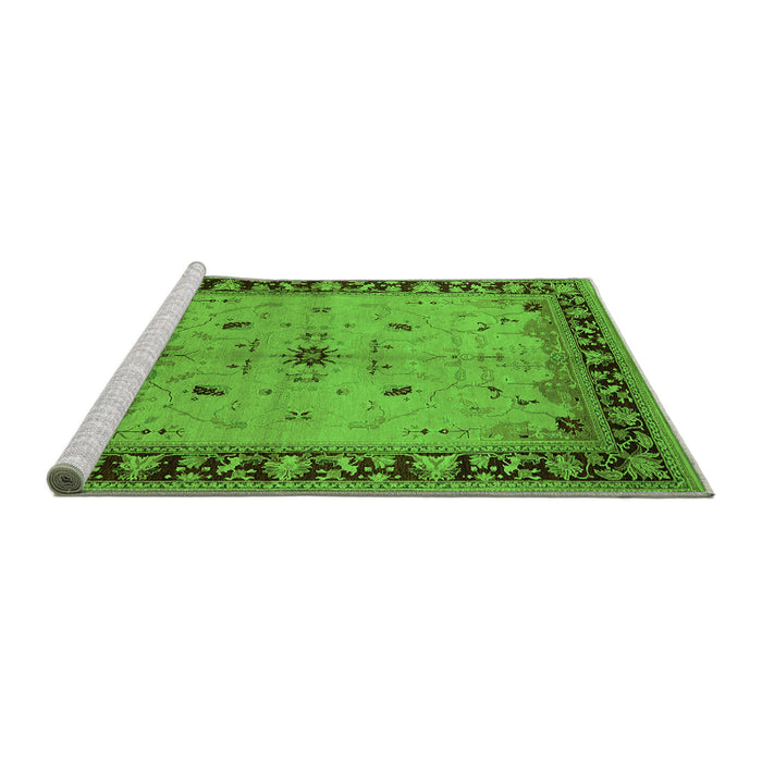 Sideview of Machine Washable Oriental Green Industrial Area Rugs, wshurb2979grn