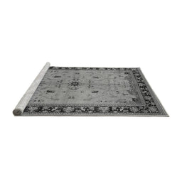 Sideview of Machine Washable Oriental Gray Industrial Rug, wshurb2979gry