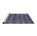 Sideview of Machine Washable Industrial Modern Dark Blue Grey Blue Rug, wshurb2980