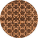 Round Machine Washable Oriental Orange Industrial Area Rugs, wshurb2980org