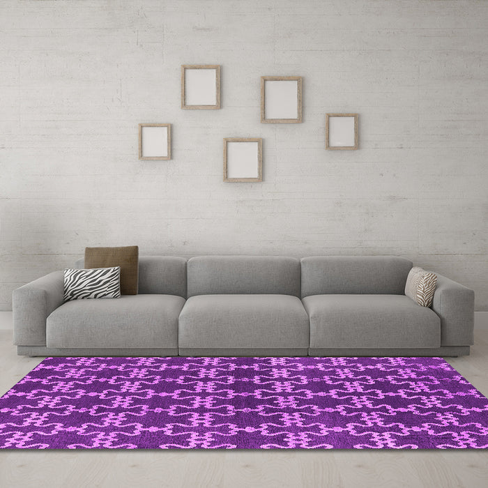 Machine Washable Oriental Pink Industrial Rug in a Living Room, wshurb2980pnk