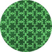 Round Oriental Green Industrial Rug, urb2980grn