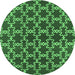 Round Oriental Emerald Green Industrial Rug, urb2980emgrn