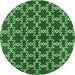 Round Machine Washable Oriental Emerald Green Industrial Area Rugs, wshurb2980emgrn