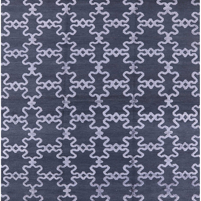 Square Mid-Century Modern Dark Blue Grey Blue Oriental Rug, urb2980