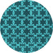 Round Oriental Turquoise Industrial Rug, urb2980turq