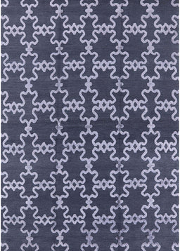 Mid-Century Modern Dark Blue Grey Blue Oriental Rug, urb2980