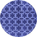 Round Machine Washable Oriental Blue Industrial Rug, wshurb2980blu