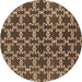 Round Oriental Brown Industrial Rug, urb2980brn