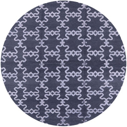 Round Machine Washable Industrial Modern Dark Blue Grey Blue Rug, wshurb2980