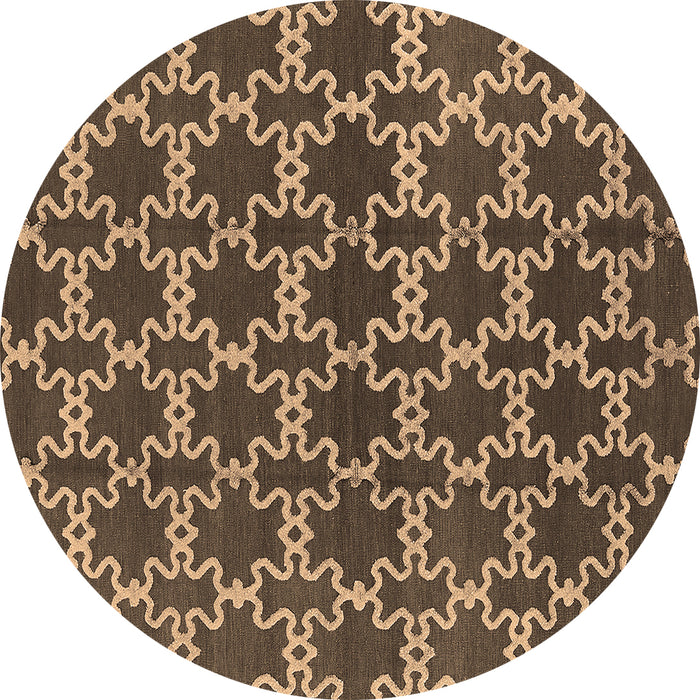 Round Machine Washable Oriental Brown Industrial Rug, wshurb2980brn