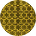 Round Oriental Yellow Industrial Rug, urb2980yw