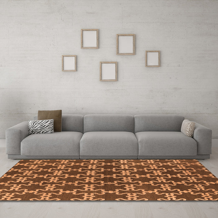 Machine Washable Oriental Orange Industrial Area Rugs in a Living Room, wshurb2980org