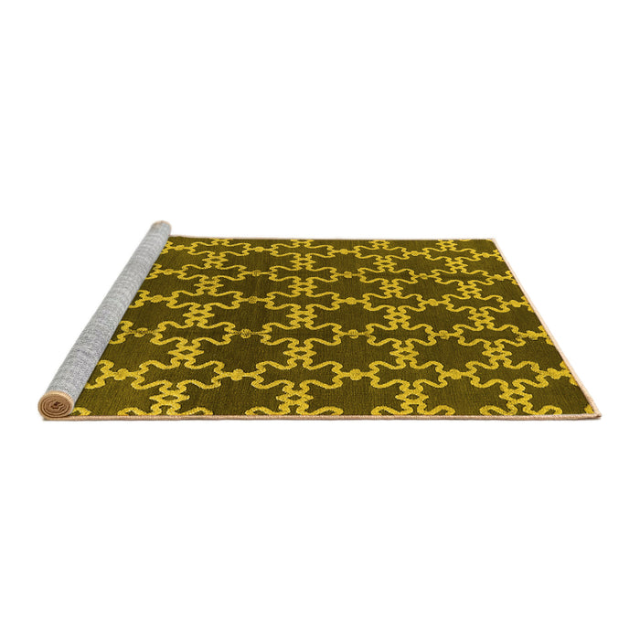 Sideview of Machine Washable Oriental Yellow Industrial Rug, wshurb2980yw