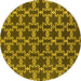 Round Machine Washable Oriental Yellow Industrial Rug, wshurb2980yw