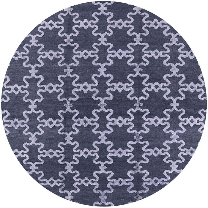 Round Mid-Century Modern Dark Blue Grey Blue Oriental Rug, urb2980