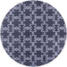 Round Mid-Century Modern Dark Blue Grey Blue Oriental Rug, urb2980