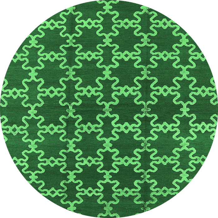 Round Machine Washable Oriental Green Industrial Area Rugs, wshurb2980grn
