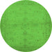 Round Oriental Green Industrial Rug, urb2981grn