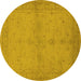 Round Oriental Yellow Industrial Rug, urb2981yw