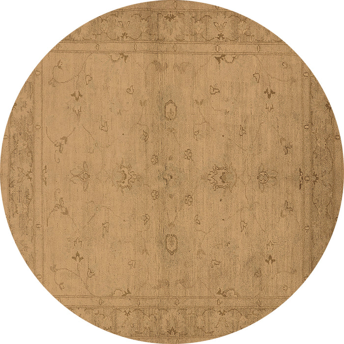 Round Machine Washable Oriental Brown Industrial Rug, wshurb2981brn