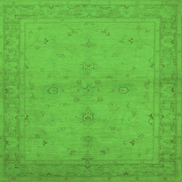 Square Machine Washable Oriental Green Industrial Area Rugs, wshurb2981grn