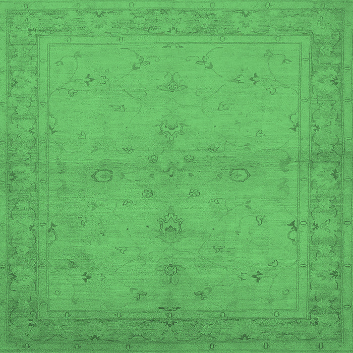 Square Machine Washable Oriental Emerald Green Industrial Area Rugs, wshurb2981emgrn