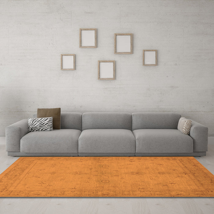 Machine Washable Oriental Orange Industrial Area Rugs in a Living Room, wshurb2981org