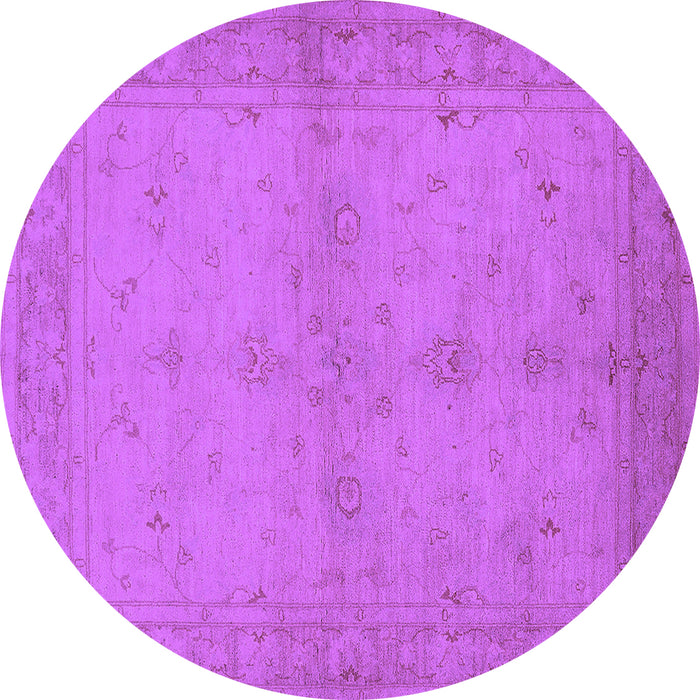 Round Machine Washable Oriental Purple Industrial Area Rugs, wshurb2981pur