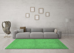 Machine Washable Oriental Emerald Green Industrial Area Rugs in a Living Room,, wshurb2981emgrn